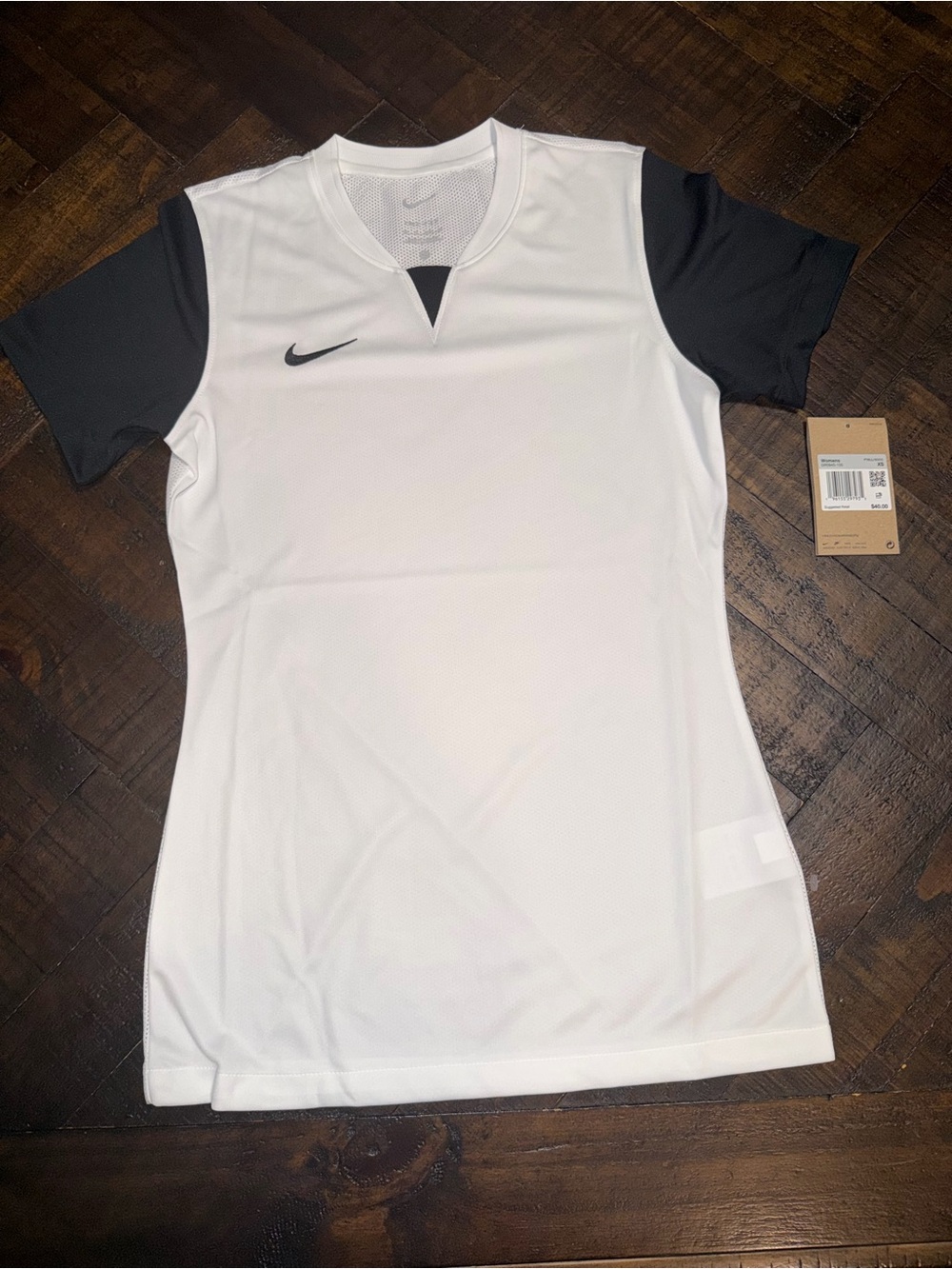 Nike Women’s White & Black Short-Sleeve Athletic Top